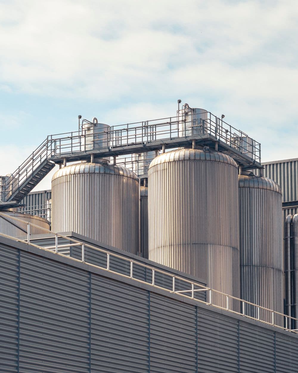 Steel process tanks at a plant